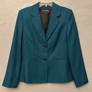 VTG Evan Picone Suit Jacket Women's 8 Teal Jewel Tone Blazer Long Sleeve Event